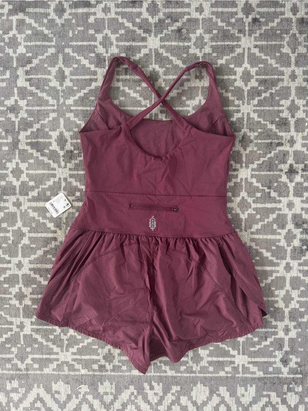 FP Movement by Free People Righteous Runsie Clove Mauve Cross-Back Tank Romper - Picture 12 of 14
